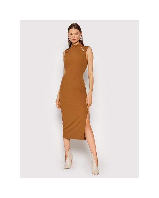 Rinascimento Brown Kleid Für Den Alltag Cfc0018011002 Slim Fit
