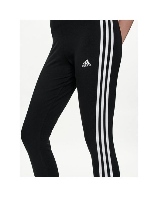 Adidas Black Leggings Essentials 3-Stripes High-Waisted Single Jersey Leggings Ic7151