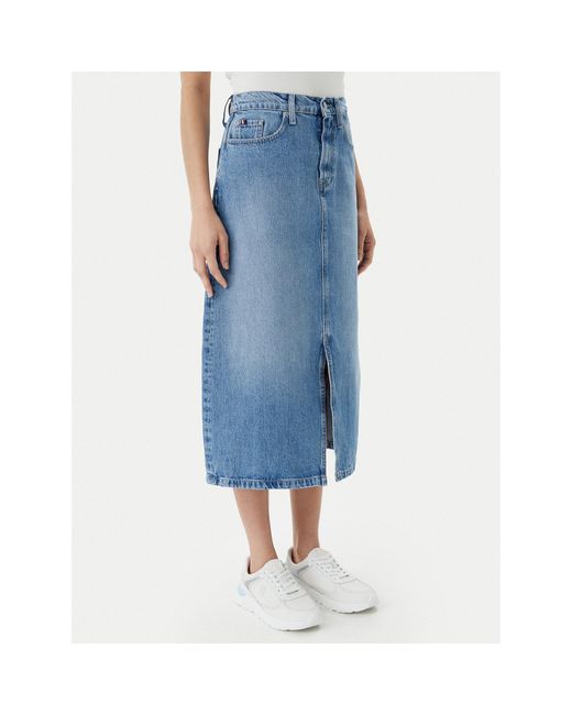 Tommy Hilfiger Blue Jeansrock Ww0Ww45501 Regular Fit