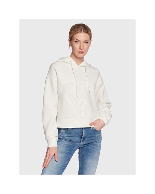 Guess White Sweatshirt New Alisa V2Yq08 K7Uw2 Relaxed Fit