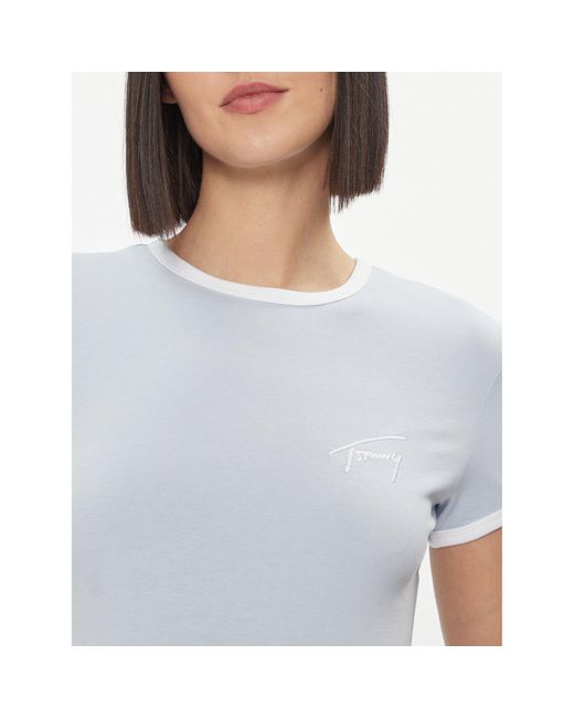 Tommy Hilfiger Blue T-Shirt Signature Dw0Dw17377 Slim Fit