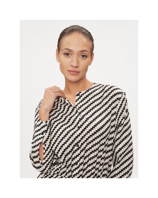 Tommy Hilfiger Gray Kleid Für Den Alltag Zigzag Waisted Midi Dress Ww0Ww41157 Weiß Regular Fit