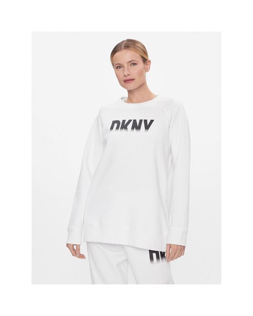DKNY White Sweatshirt Dp3T9623 Weiß Relaxed Fit