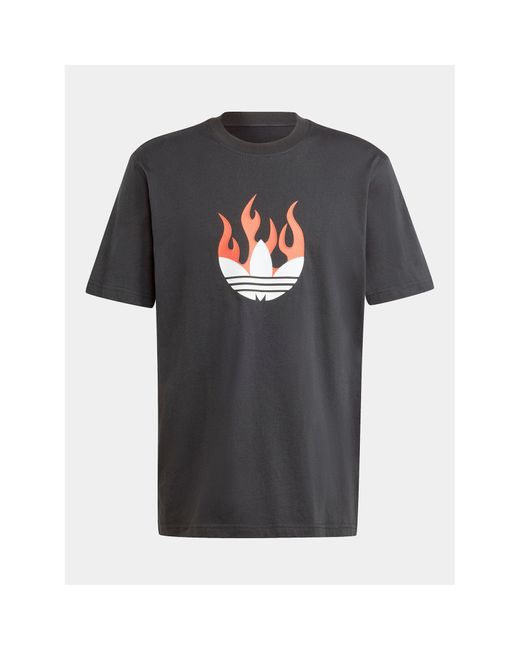 Adidas T-Shirt Flames Logo Is0178 Loose Fit in Black für Herren