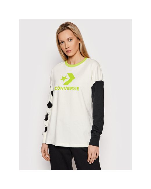 Converse White Bluse 10023077-A01 Weiß Loose Fit