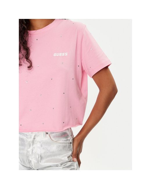 Guess Pink T-Shirt Skylar V4Gi08 Ja914 Boxy Fit