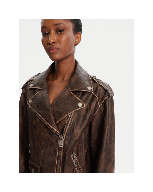 Guess Brown Jacke Aus Kunstleder W5Yl04 Whdi0 Regular Fit
