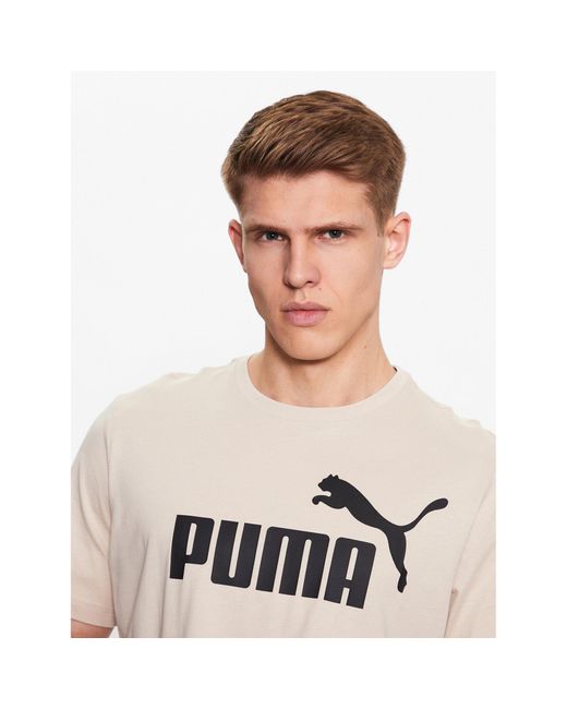 PUMA T-Shirt Essentials Logo 586667 Regular Fit in Natural für Herren