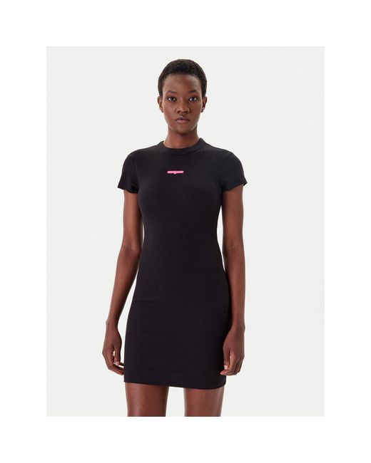 Tommy Hilfiger Black Kleid Für Den Alltag Script Dw0Dw21186 Slim Fit