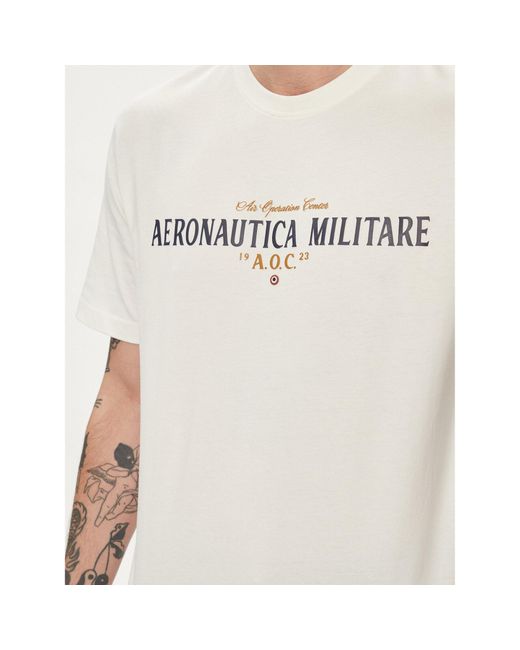 Aeronautica Militare T-Shirt 241Ts2218J641 Weiß Regular Fit in White für Herren