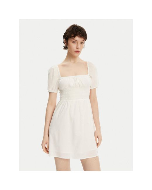 Tommy Hilfiger White Sommerkleid Voile Dw0Dw21334 Regular Fit