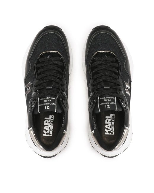 Karl Lagerfeld Sneakers kl63165 black lthr/text w/silver