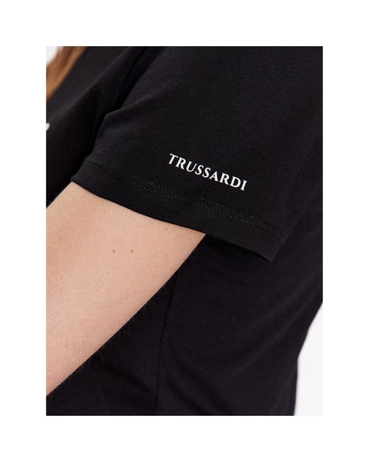 Trussardi Black T-Shirt Small Greyhound 56T00538 Regular Fit