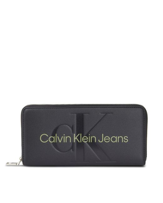 Calvin Klein Black Große Damen Geldbörse Sculpted Mono Zip Around Mono K60K607634