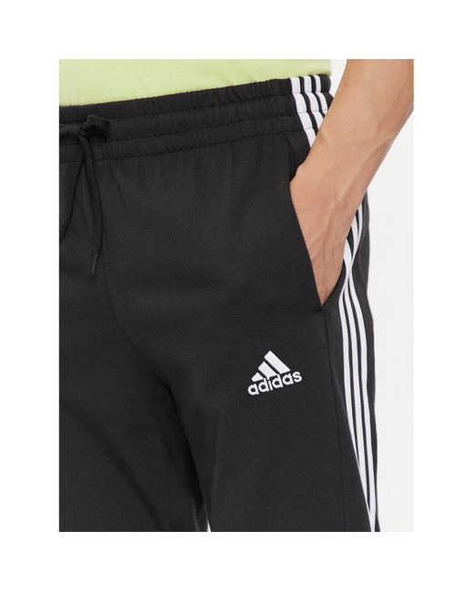 Adidas Jogginghose Essentials Single Jersey Tapered Open Hem 3-Stripes Joggers Ic0044 Regular Fit in Black für Herren