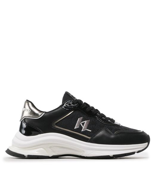 Karl Lagerfeld Sneakers kl63165 black lthr/text w/silver