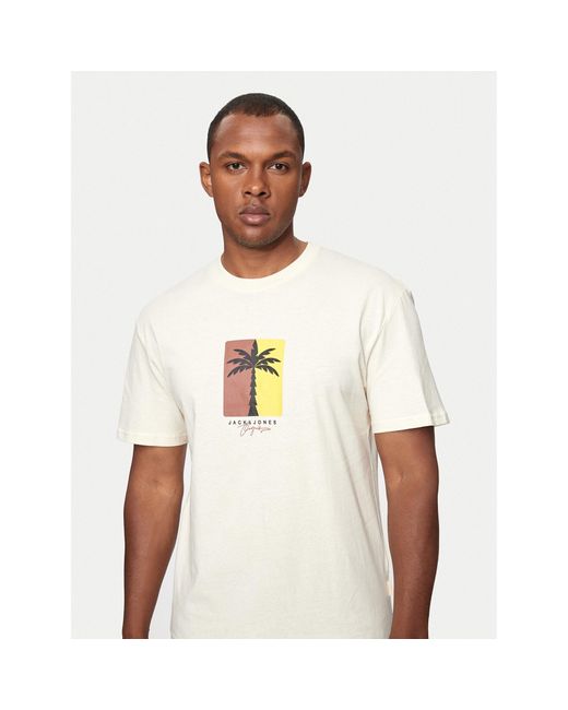 Jack & Jones T-Shirt Jormarbella 12255569 Relaxed Fit in Natural für Herren