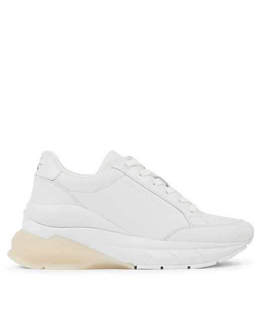 Calvin Klein White Sneakers Wedge Runner Lace Up Wn Yw0Yw01172 Weiß