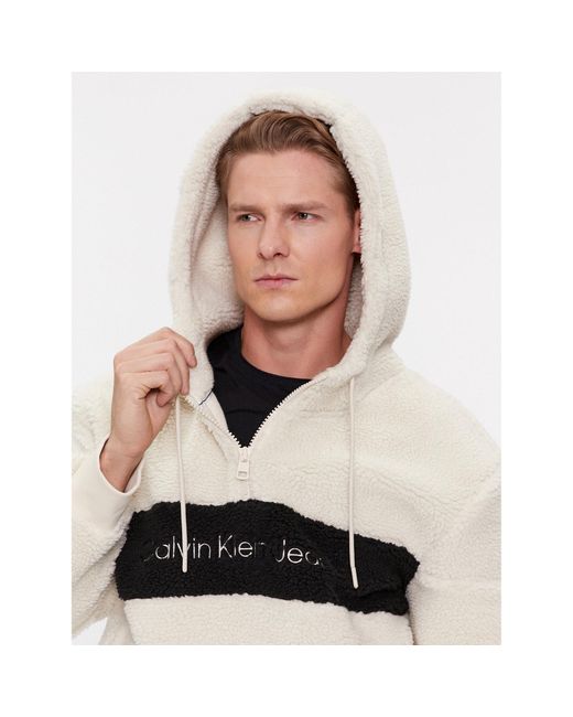 Calvin Klein Sweatshirt Sherpa Blocking J30J319924 Regular Fit in Natural für Herren