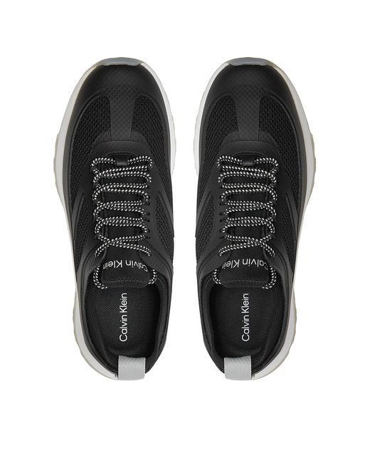 Calvin Klein Black Sneakers Runner Lace Up Pearl Mix M Hw0Hw02079