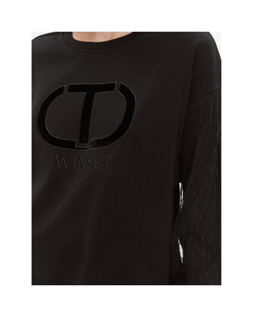 Twin Set Black Sweatshirt 232Tt2370 Regular Fit