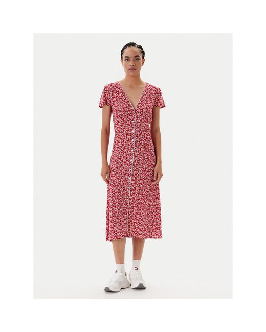 Tommy Hilfiger Red Kleid Für Den Alltag Dw0Dw20884 Regular Fit