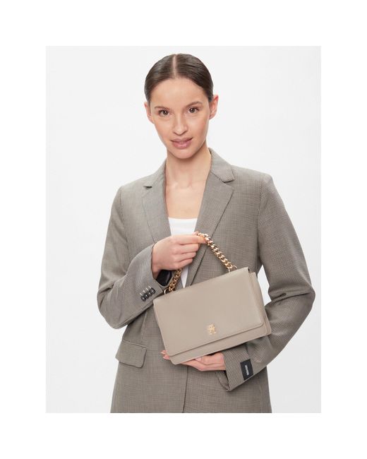 Tommy Hilfiger Gray Handtasche Th Refined Med Crossover Aw0Aw15725
