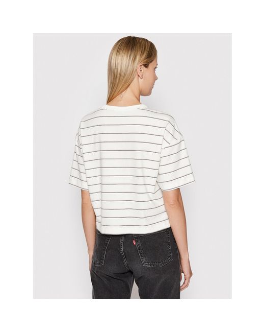 Vans White T-Shirt Time Off Stripe Vn0A5Lk8 Relaxed Fit