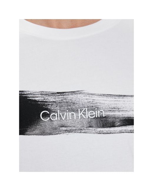 Calvin Klein T-Shirt Brush Logo K10K113113 Weiß Regular Fit in White für Herren