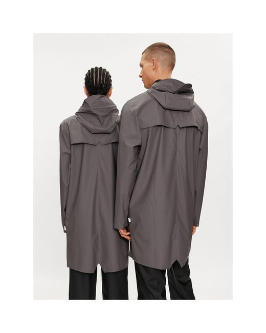 Rains Gray Regenjacke Long Jacket W3 12020 Regular Fit