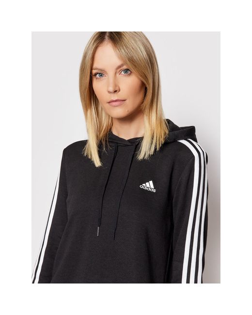 Adidas Black Sweatshirt Essentias 3-Stripes Gm5582 Loose Fit
