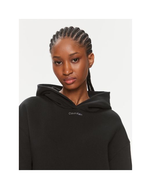 Calvin Klein Black Sweatshirt Metallic Micro Logo K20K206960 Relaxed Fit