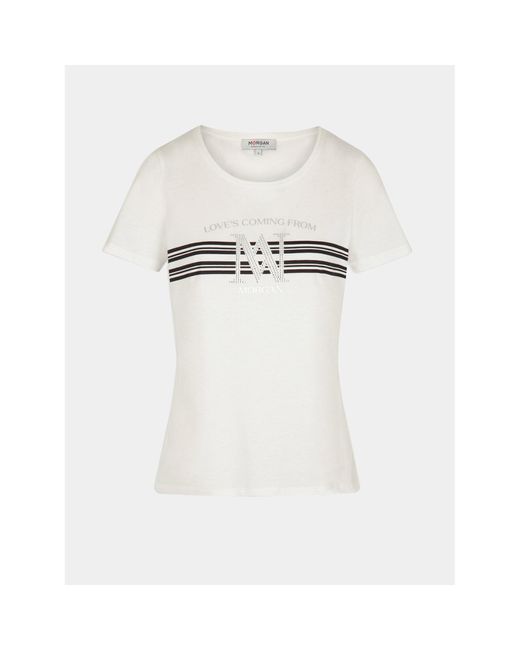 Morgan Black T-Shirt 241-Donna Weiß Regular Fit
