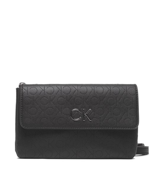 Calvin Klein Black Handtasche re-lock dbl crossbody bag perf k60k609399 bax