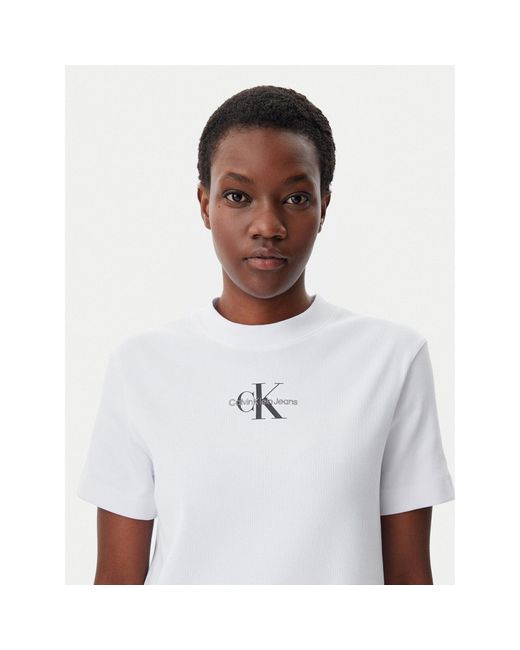 Calvin Klein White Kleid Für Den Alltag Monologo J20J225543 Regular Fit