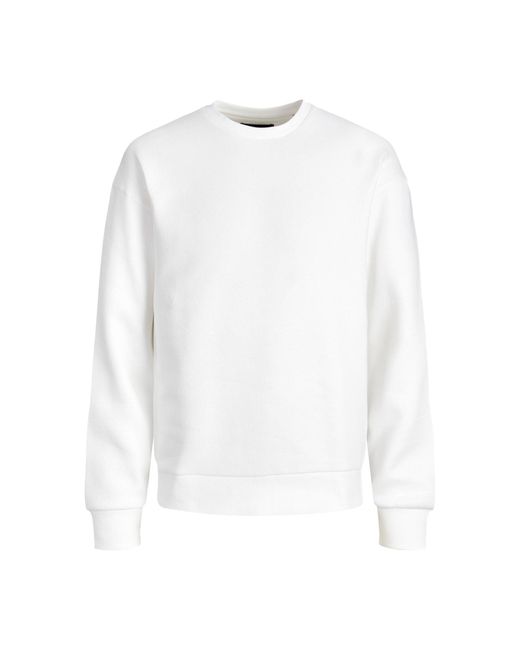 Jack & Jones Sweatshirt Star 12208182 Weiß Relaxed Fit in White für Herren