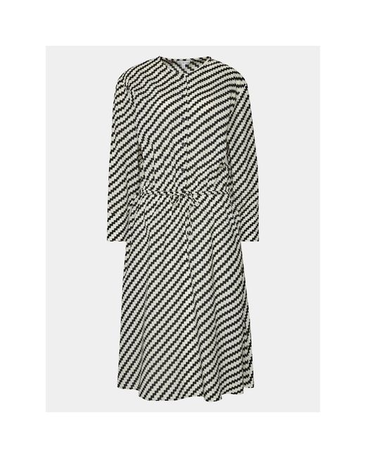 Tommy Hilfiger Gray Kleid Für Den Alltag Zigzag Waisted Midi Dress Ww0Ww41157 Weiß Regular Fit