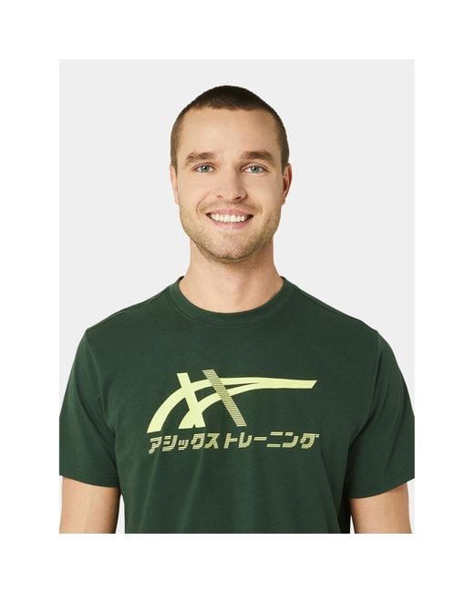 Asics T-Shirt Tiger Tee 2031D123 Grün Ahletic Fit in Green für Herren