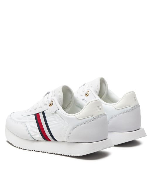 Tommy Hilfiger White Sneakers Essential Runner Global Stripes Fw0Fw08005 Weiß