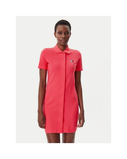 Tommy Hilfiger Red Kleid Für Den Alltag Badge Dw0Dw20302 Regular Fit