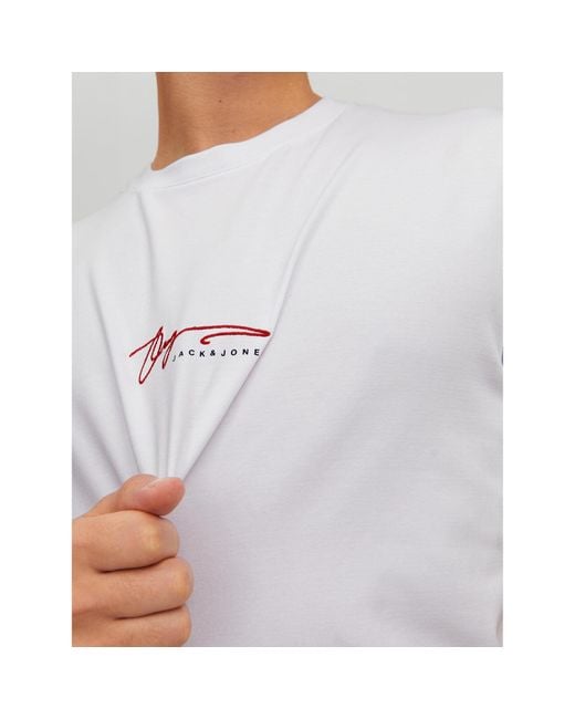 Jack & Jones T-Shirt Joshua 12228237 Weiß Standard Fit in White für Herren