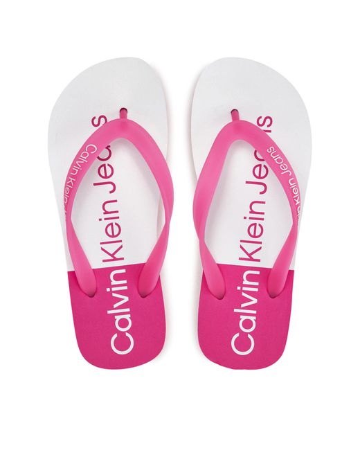 Calvin Klein Pink Zehentrenner Beach Sandal Flatform Monologo Yw0Yw01617