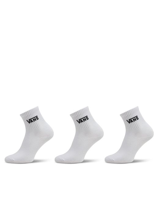 Vans White 3Er-Set Hohe Damensocken Classic Half Crew Sock Vn00073Ewht1 Weiß