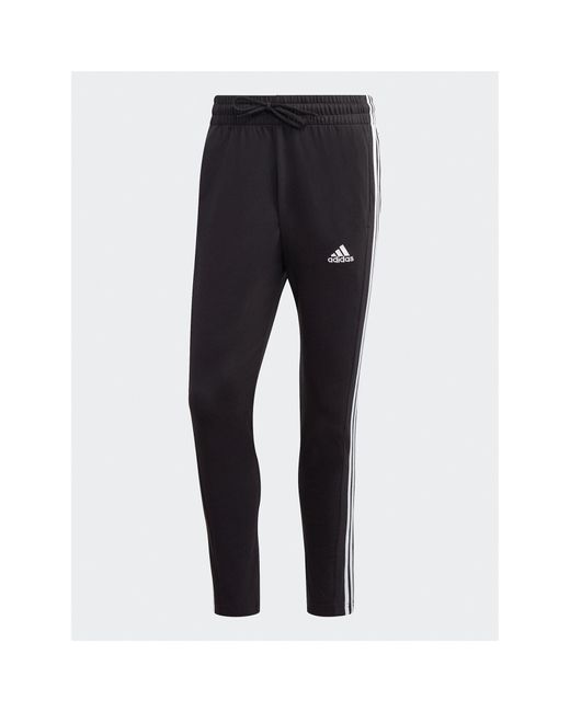Adidas Jogginghose Essentials Single Jersey Tapered Open Hem 3-Stripes Joggers Ic0044 Regular Fit in Black für Herren