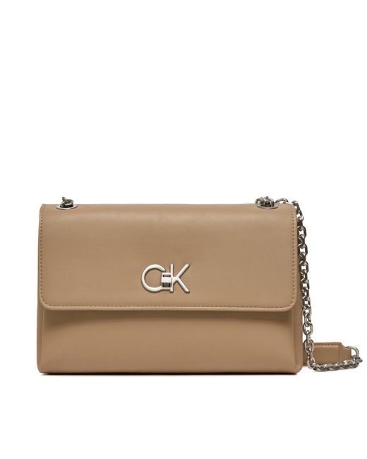 Calvin Klein Natural Handtasche re-lock ew conv crossbody k60k611084 silver mink pfa