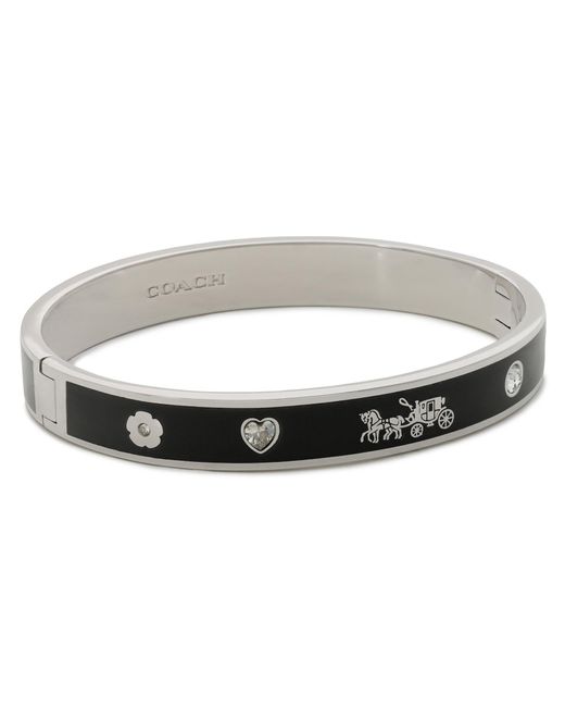 COACH Metallic Armband Enamel Horse & Carriage Hinged Bangle Bracelet 37479035Rho003