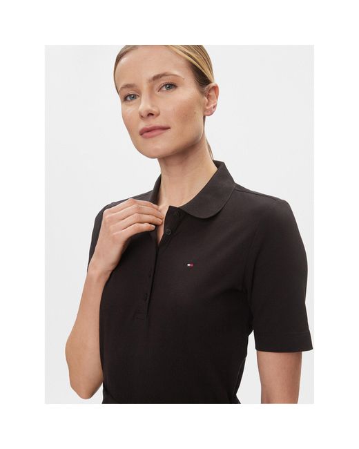 Tommy Hilfiger Black Kleid Für Den Alltag Reg Breton Midi Polo Dress Ss Ww0Ww42030 Regular Fit