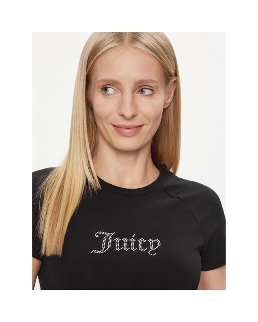 Juicy Couture Black T-Shirt Shrunken Diamante Jcmct223257 Slim Fit