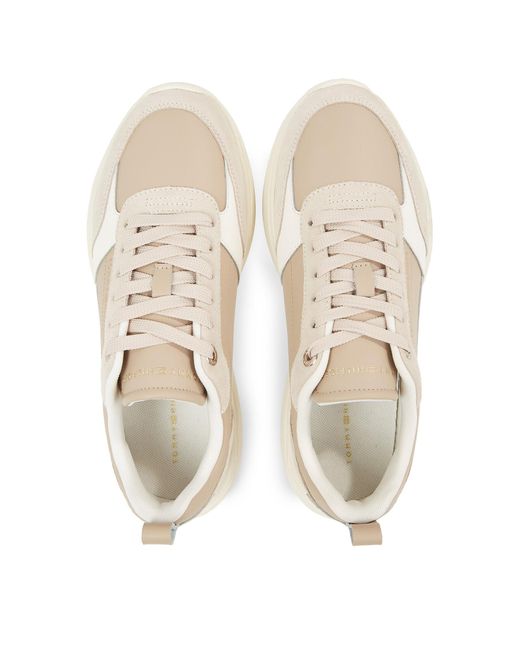 Tommy Hilfiger Natural Sneakers Essential Lthr Runner Fw0Fw07587