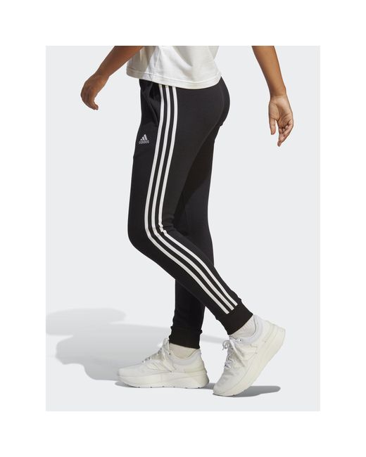 Adidas Black Jogginghose Essentials 3-Stripes French Terry Cuffed Joggers Ic8770 Slim Fit